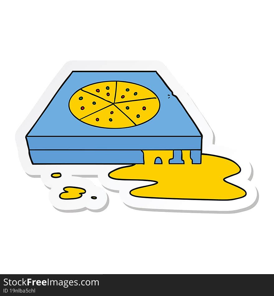 sticker of a cartoon greasy pizza