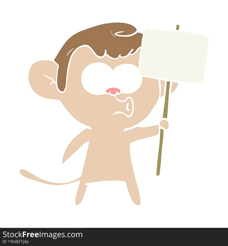 flat color style cartoon hooting monkey