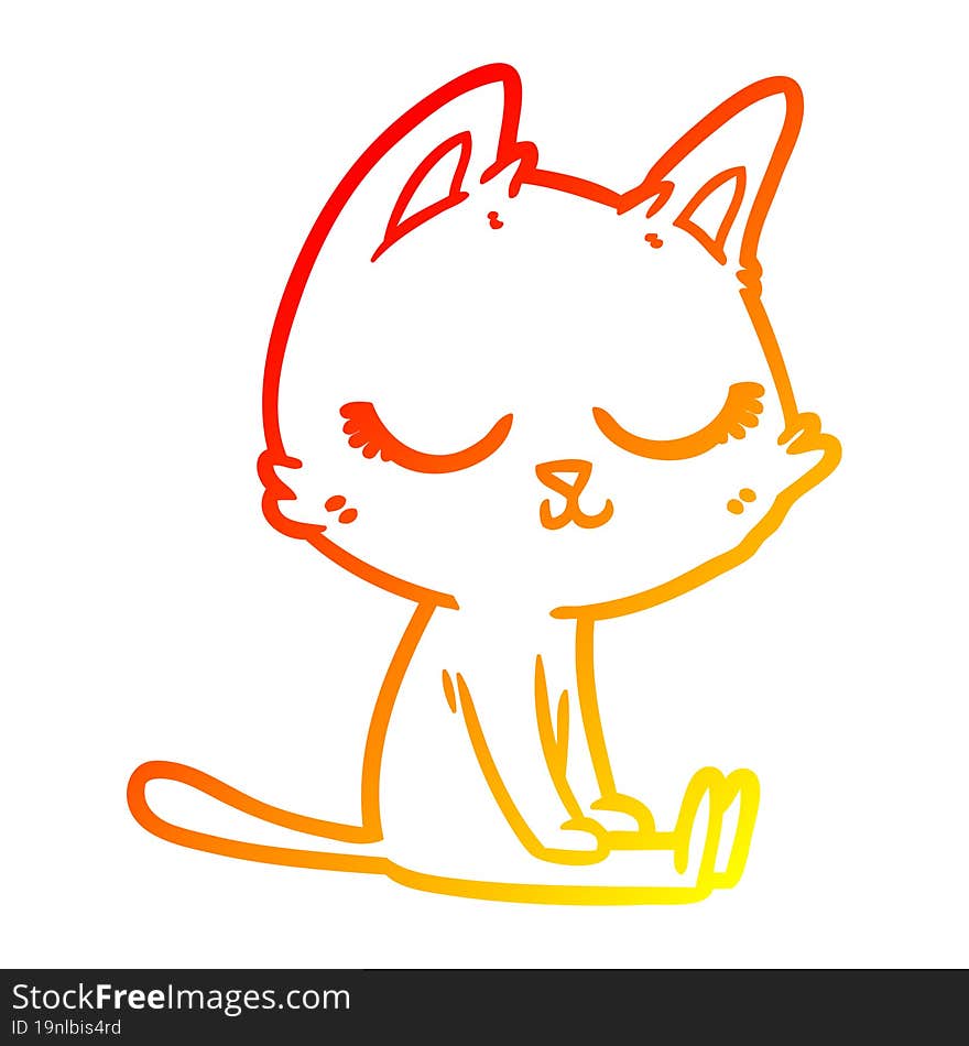 warm gradient line drawing calm cartoon cat