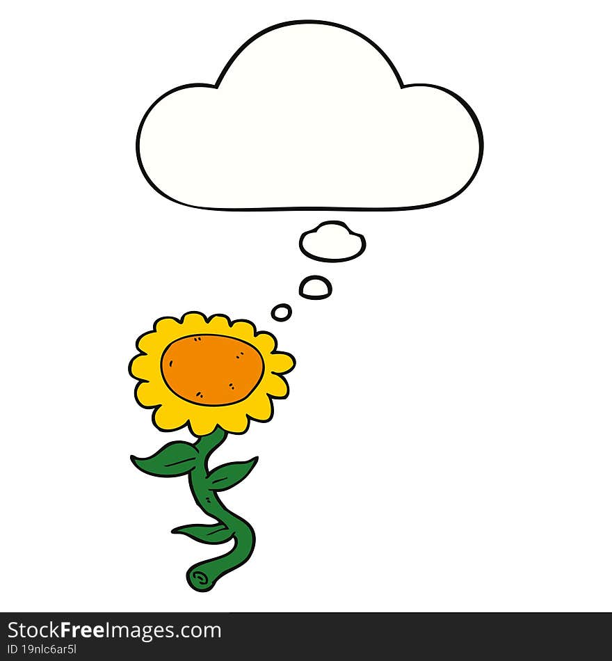 cartoon sunflower and thought bubble