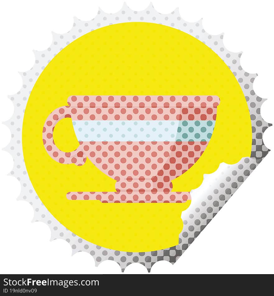 coffee cup round sticker stamp