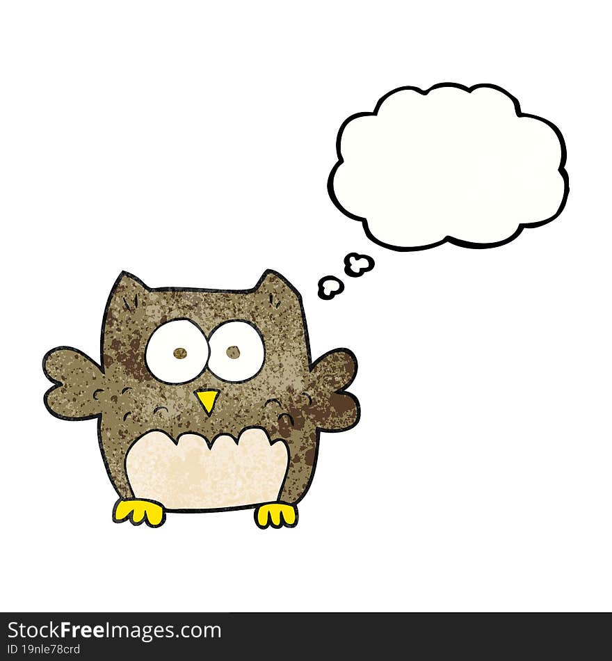 thought bubble textured cartoon owl