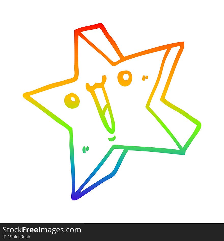 rainbow gradient line drawing cartoon happy star