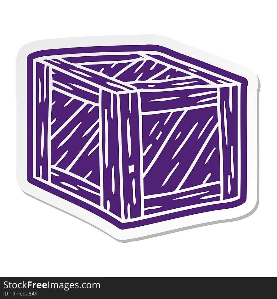 cartoon sticker of a wooden crate