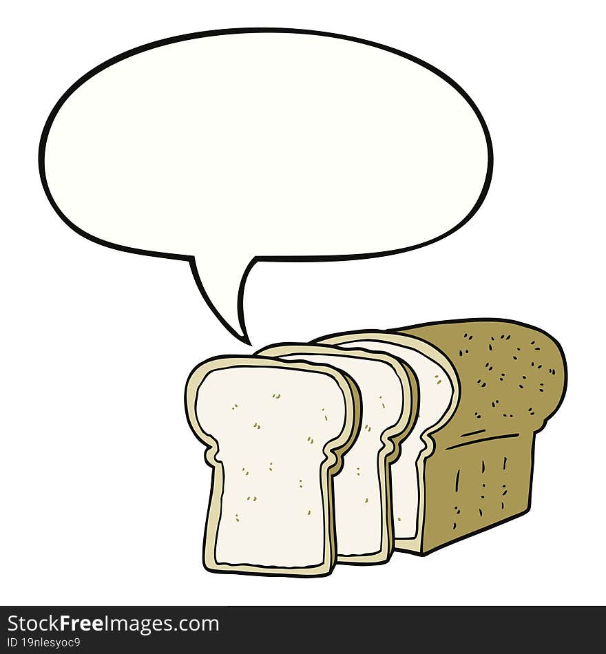 cartoon sliced bread with speech bubble. cartoon sliced bread with speech bubble