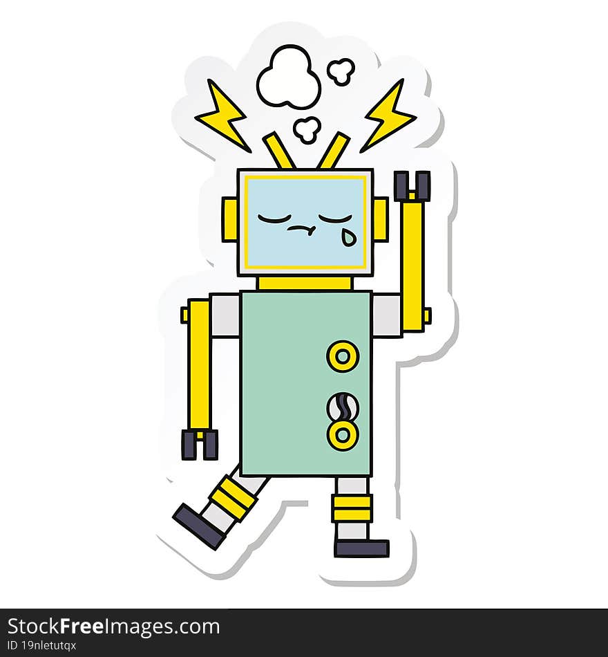 sticker of a cute cartoon robot