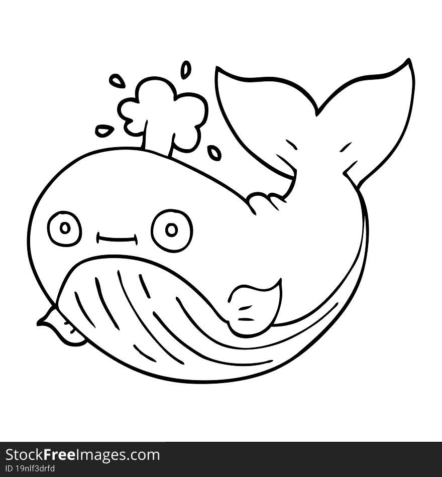 Line Drawing Cartoon Whale