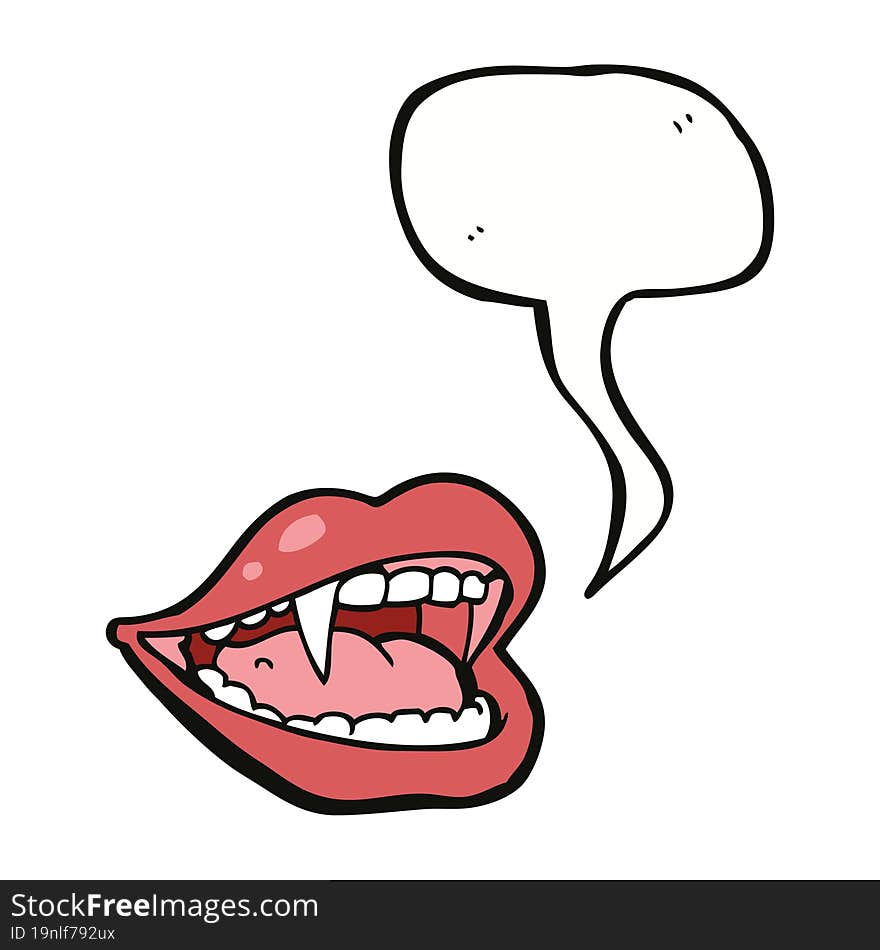 cartoon vampire mouth with speech bubble