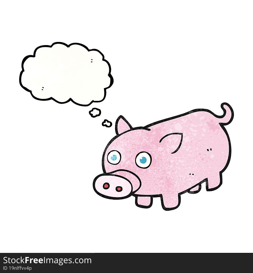 thought bubble textured cartoon piglet