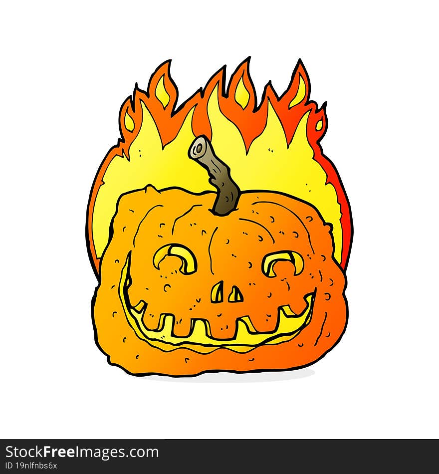 cartoon burning pumpkin