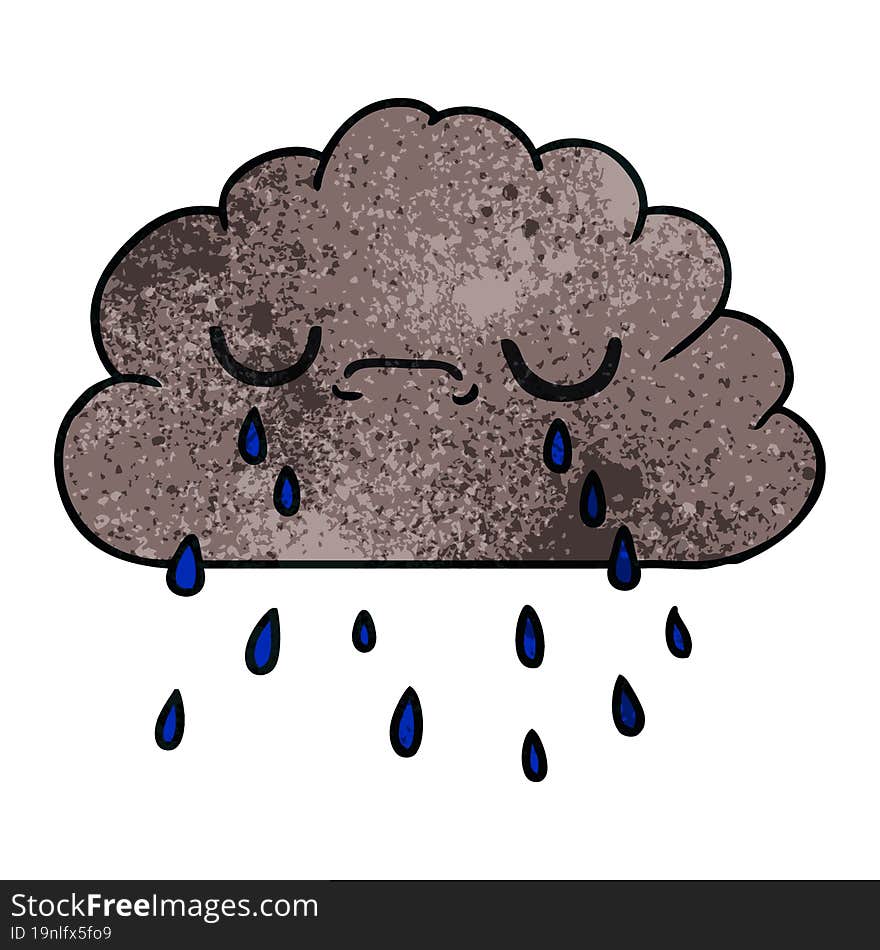 textured cartoon of cute crying cloud