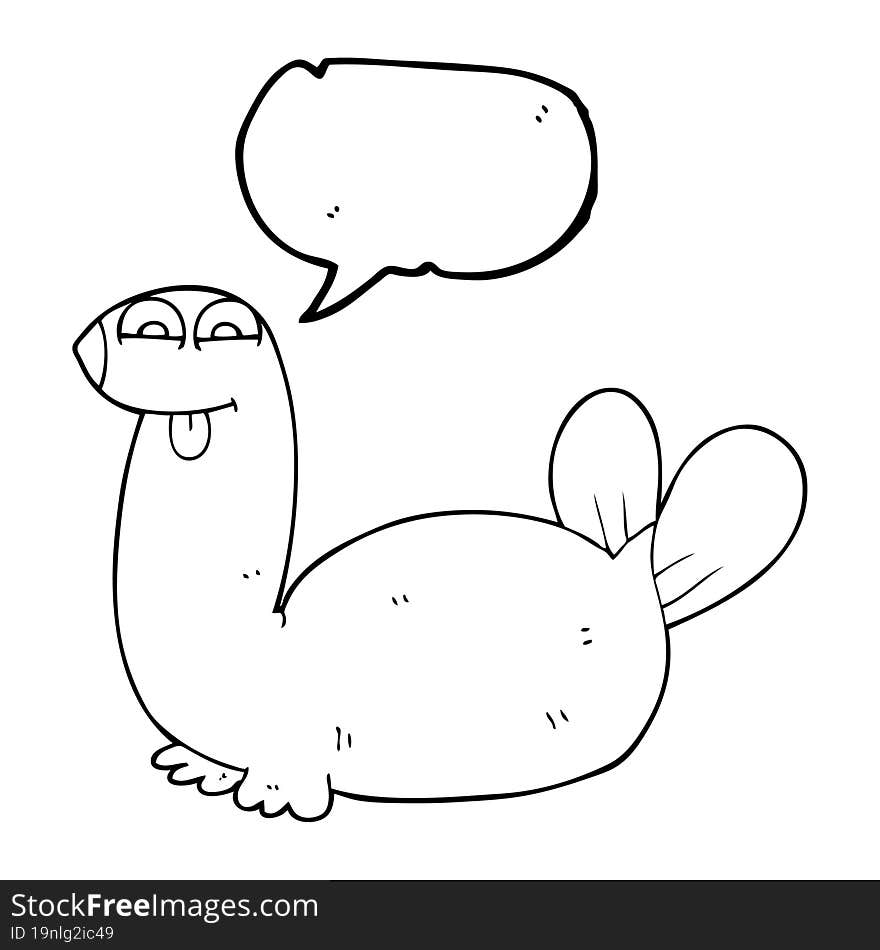 freehand drawn speech bubble cartoon seal