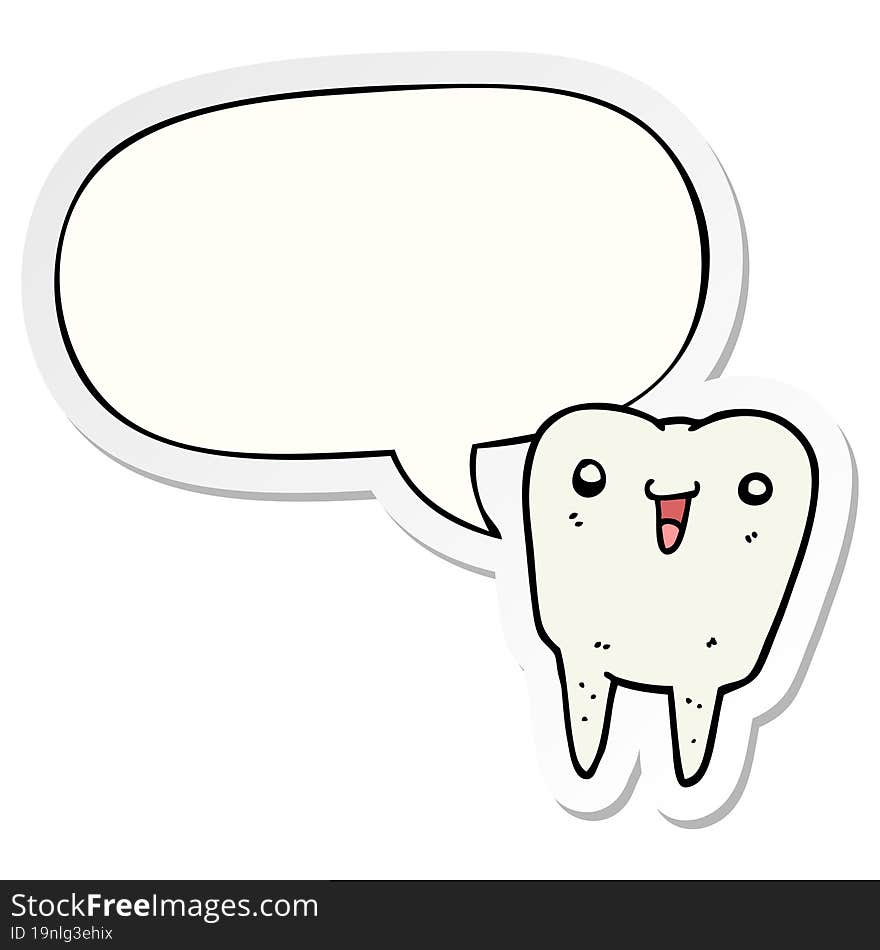 cartoon tooth with speech bubble sticker. cartoon tooth with speech bubble sticker