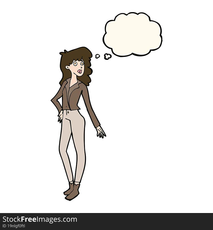 cartoon pretty woman  with thought bubble