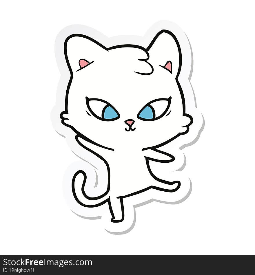 sticker of a cute cartoon cat