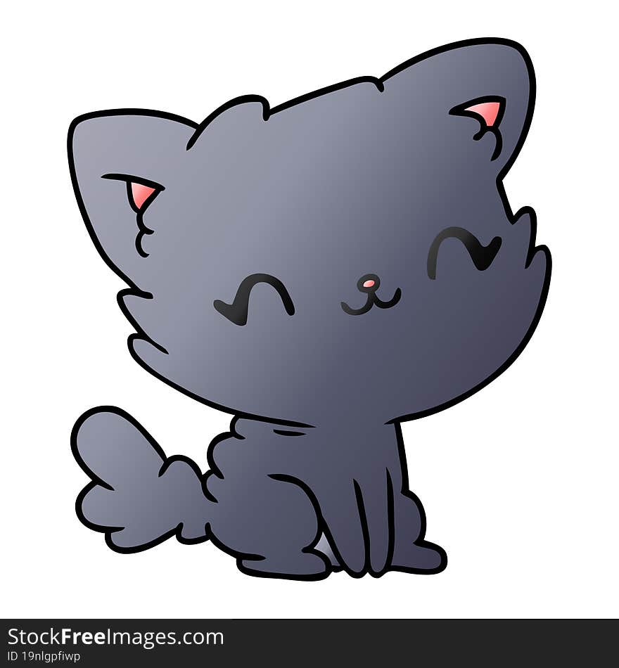 gradient cartoon illustration cute kawaii fluffy cat. gradient cartoon illustration cute kawaii fluffy cat