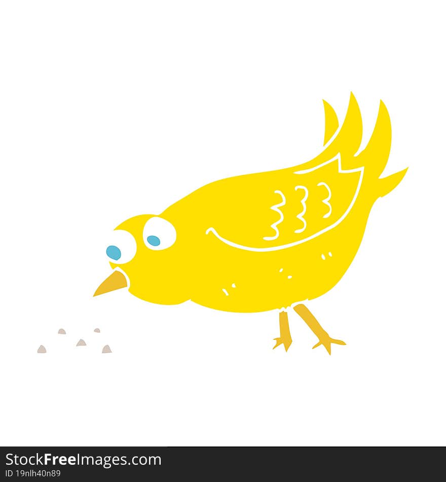 flat color illustration of bird pecking seeds. flat color illustration of bird pecking seeds