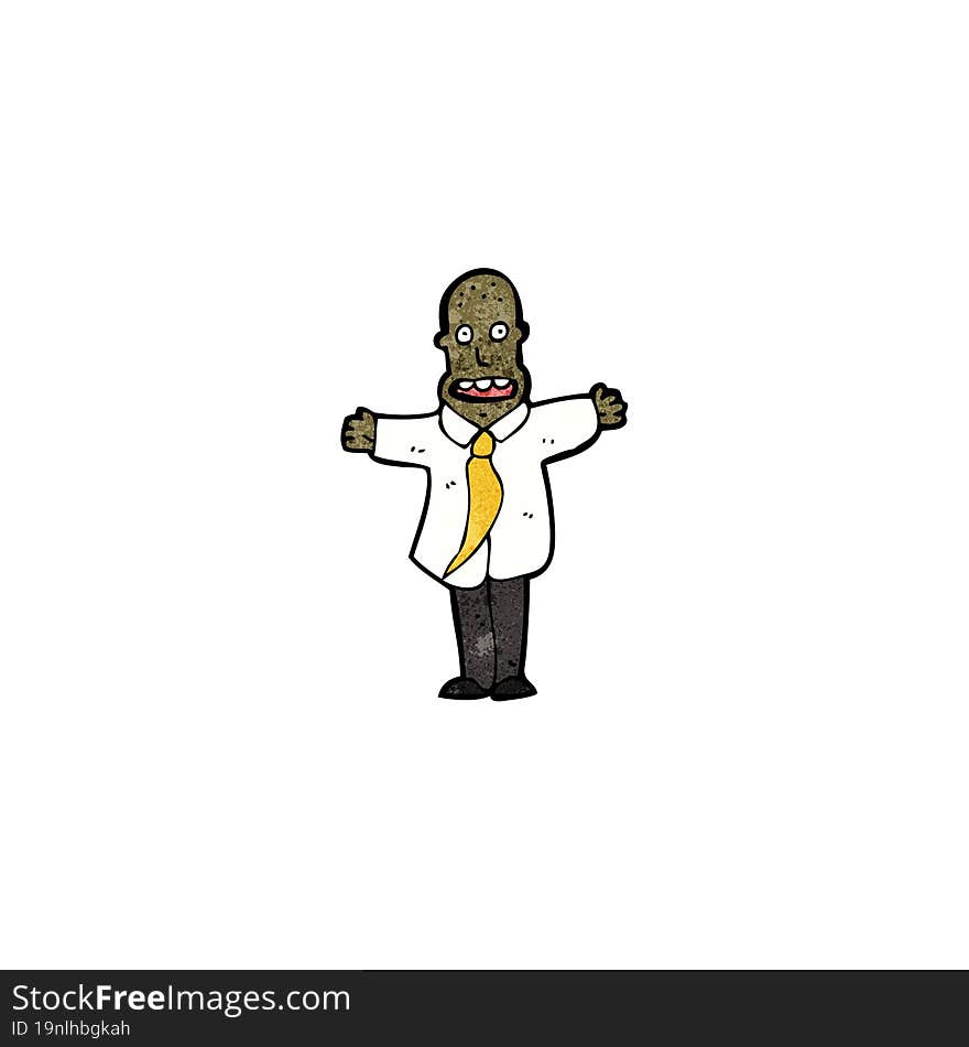 cartoon businessman shrugging shoulders