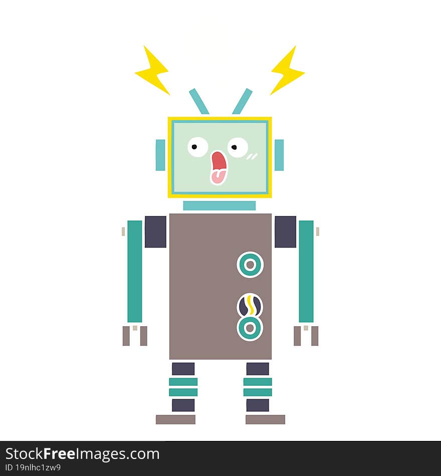 Flat Color Retro Cartoon Robot