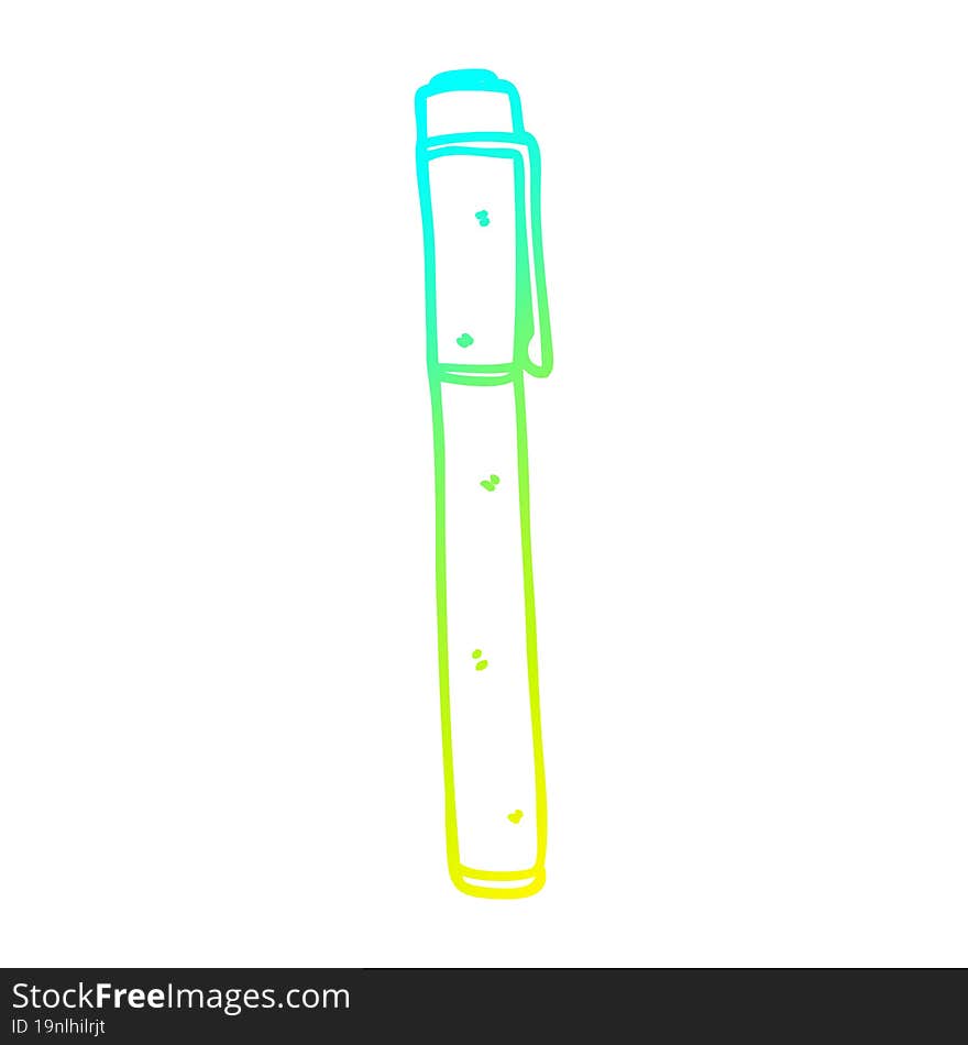 cold gradient line drawing of a cartoon pen