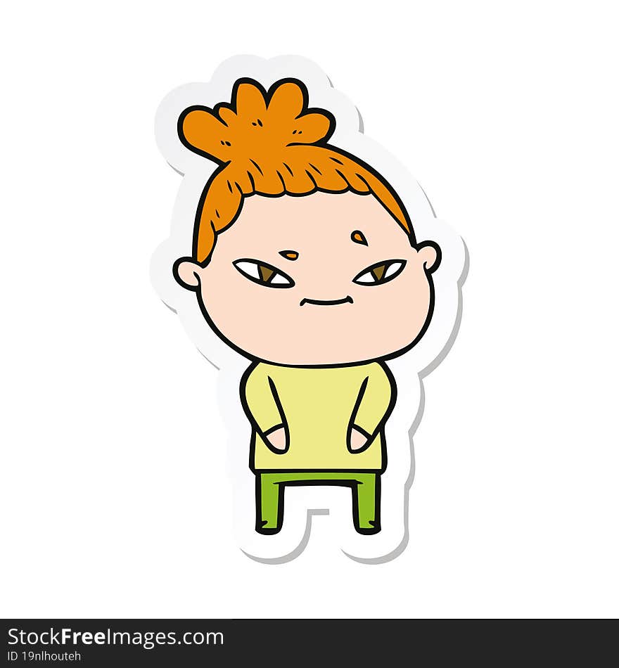 sticker of a cartoon woman