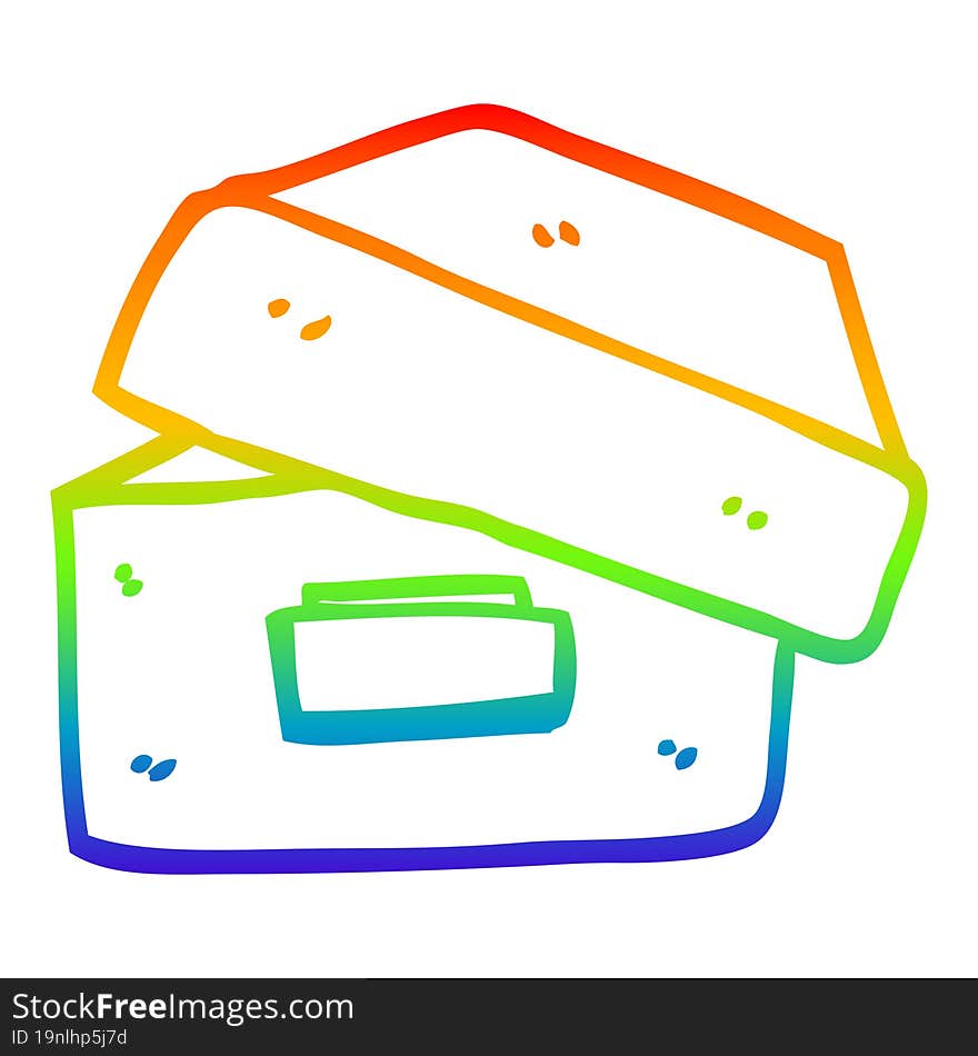 rainbow gradient line drawing cartoon old filing box