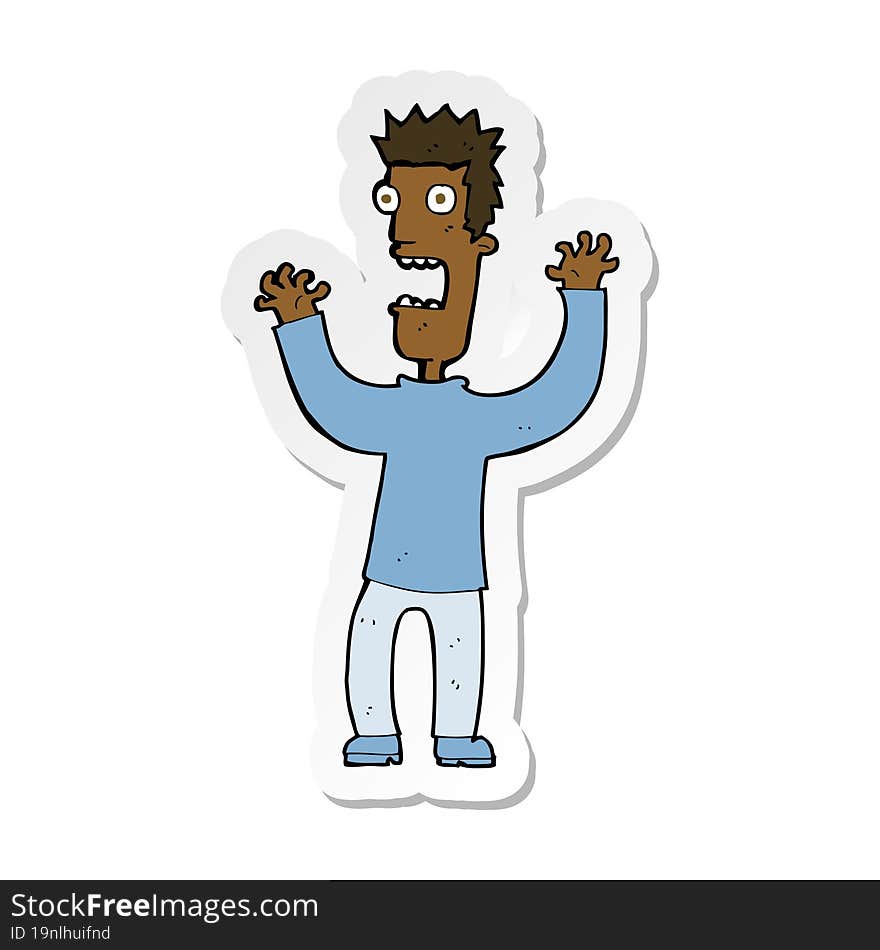 sticker of a cartoon terrified man