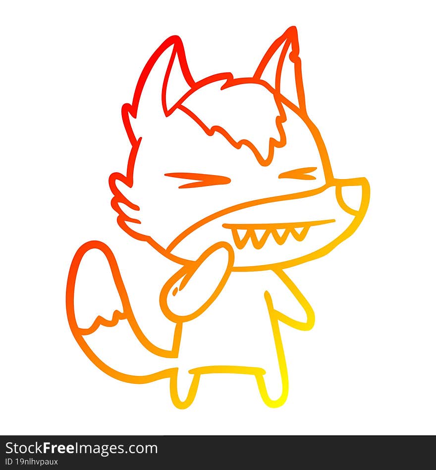 Warm Gradient Line Drawing Angry Wolf Cartoon