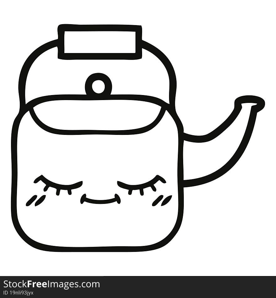 line drawing cartoon kettle