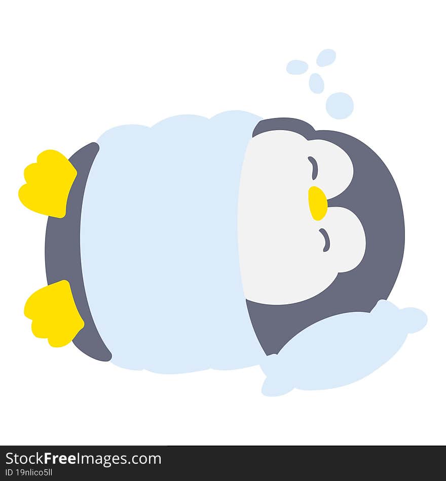 cute christmas penguin sleeping