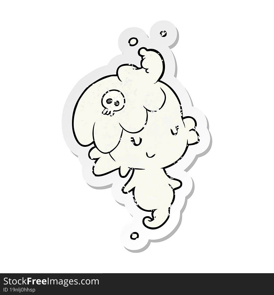 distressed sticker of a cartoon ghost