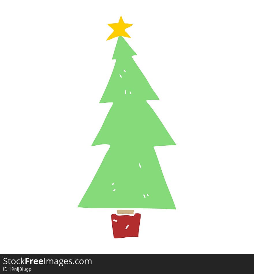 flat color style cartoon christmas tree