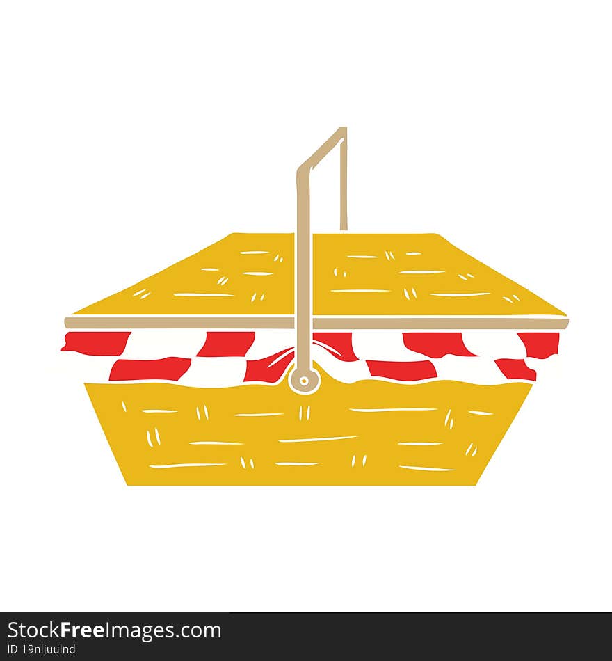 flat color style cartoon picnic basket