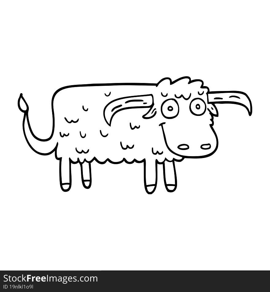 line drawing cartoon hairy cow