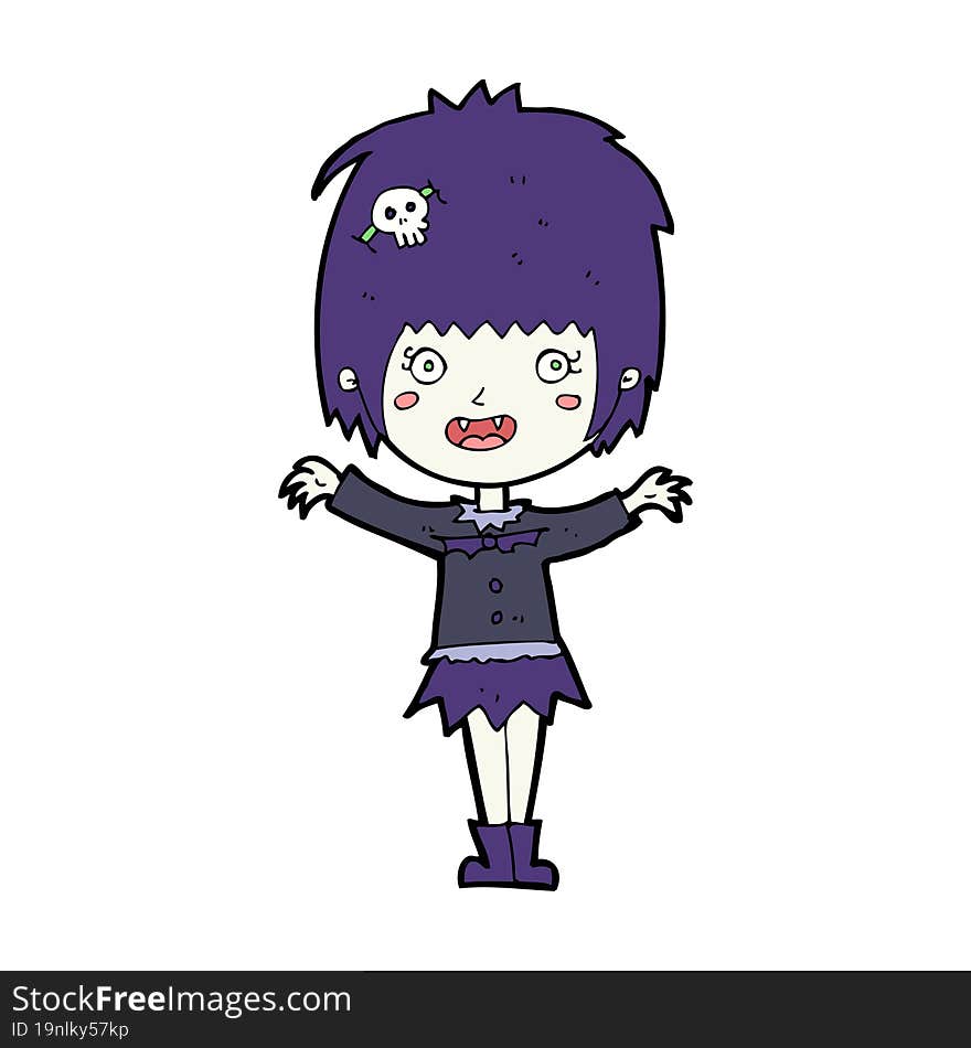 Cartoon Happy Vampire Girl