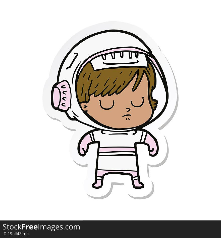 sticker of a cartoon astronaut woman