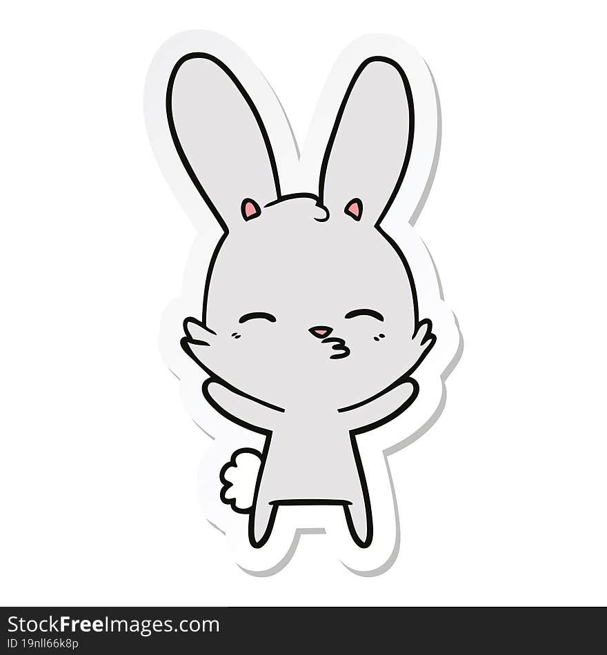 Sticker Of A Curious Bunny Cartoon