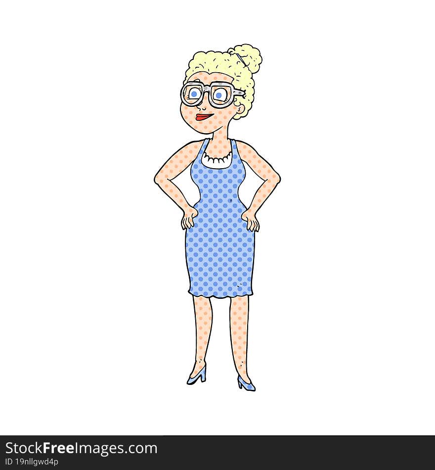 Cartoon Woman Wearing Glasses