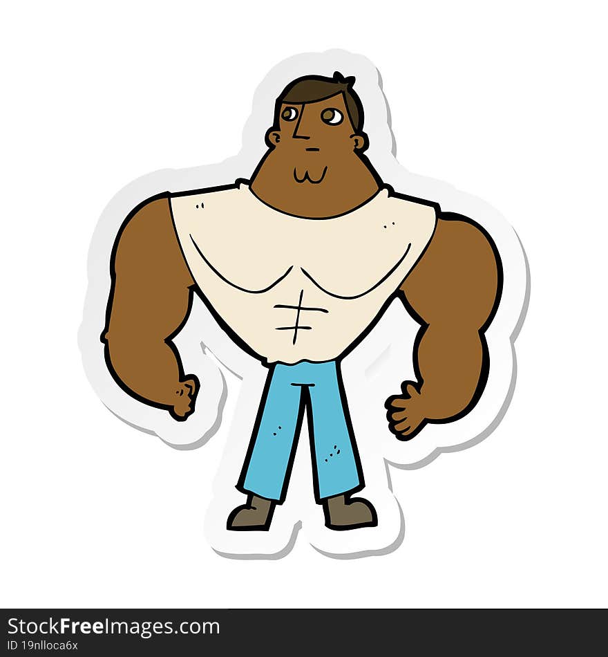 sticker of a cartoon body builder