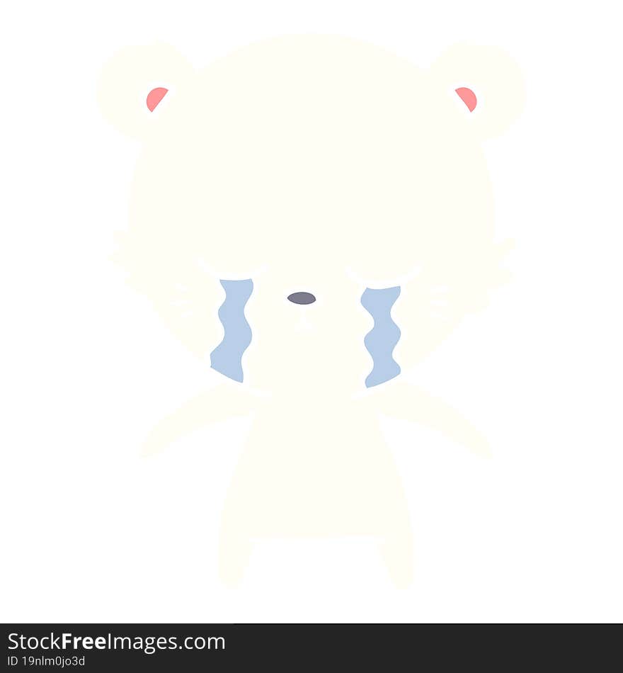 crying flat color style cartoon polarbear