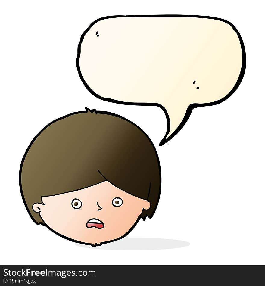 cartoon unhappy boy  with speech bubble