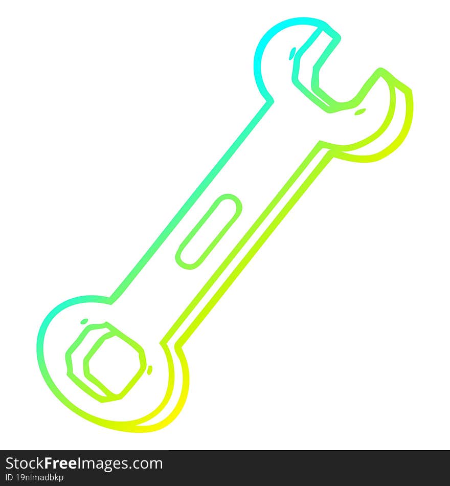 cold gradient line drawing cartoon spanner