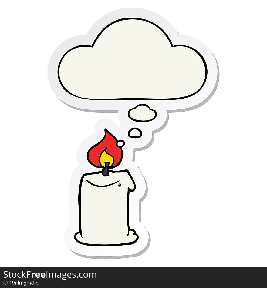 Cartoon Candle And Thought Bubble As A Printed Sticker