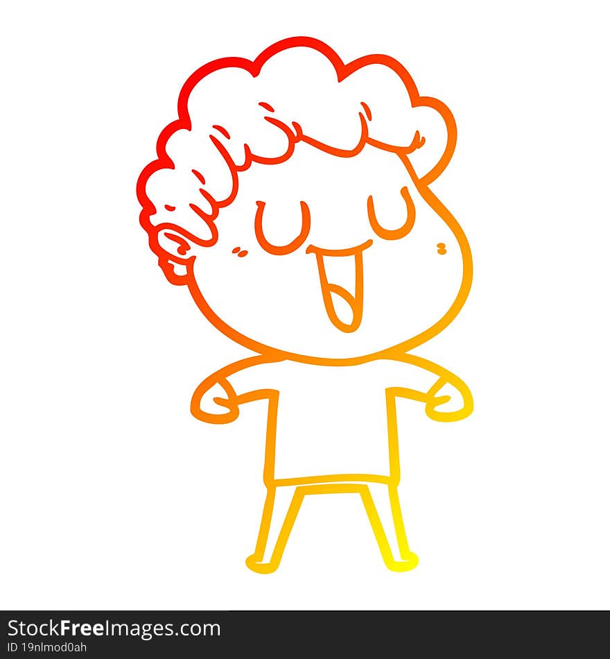 warm gradient line drawing of a laughing cartoon man