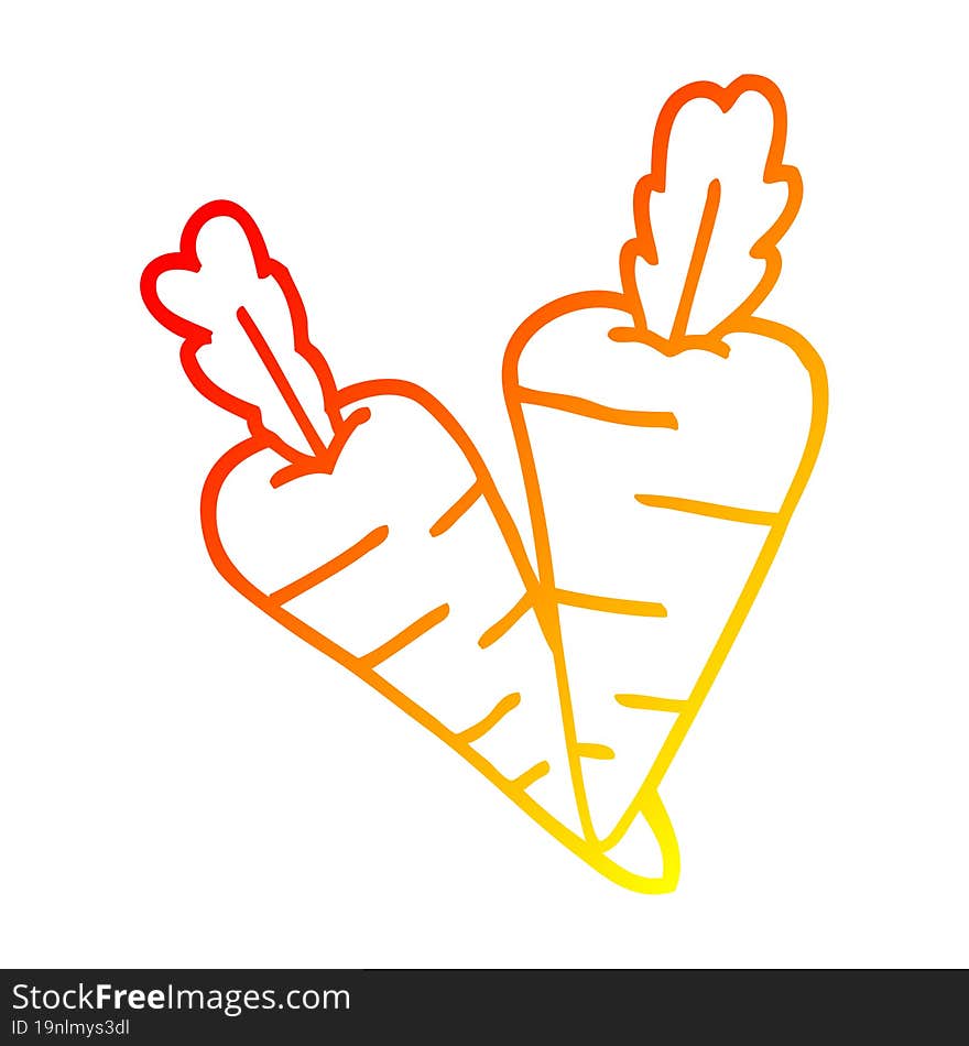 warm gradient line drawing cartoon carrots