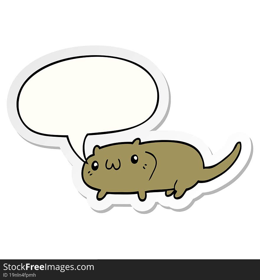 Cartoon Cat And Speech Bubble Sticker