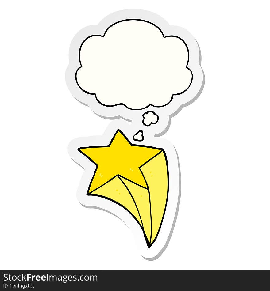 cartoon shooting star and thought bubble as a printed sticker