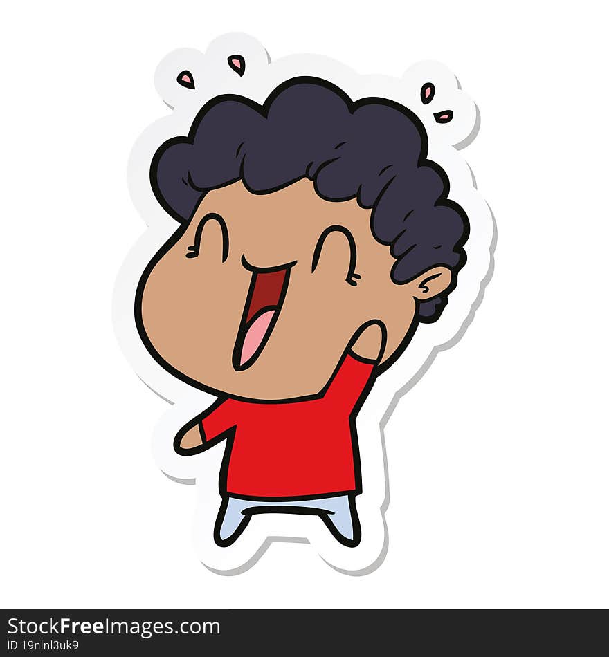 sticker of a cartoon happy man