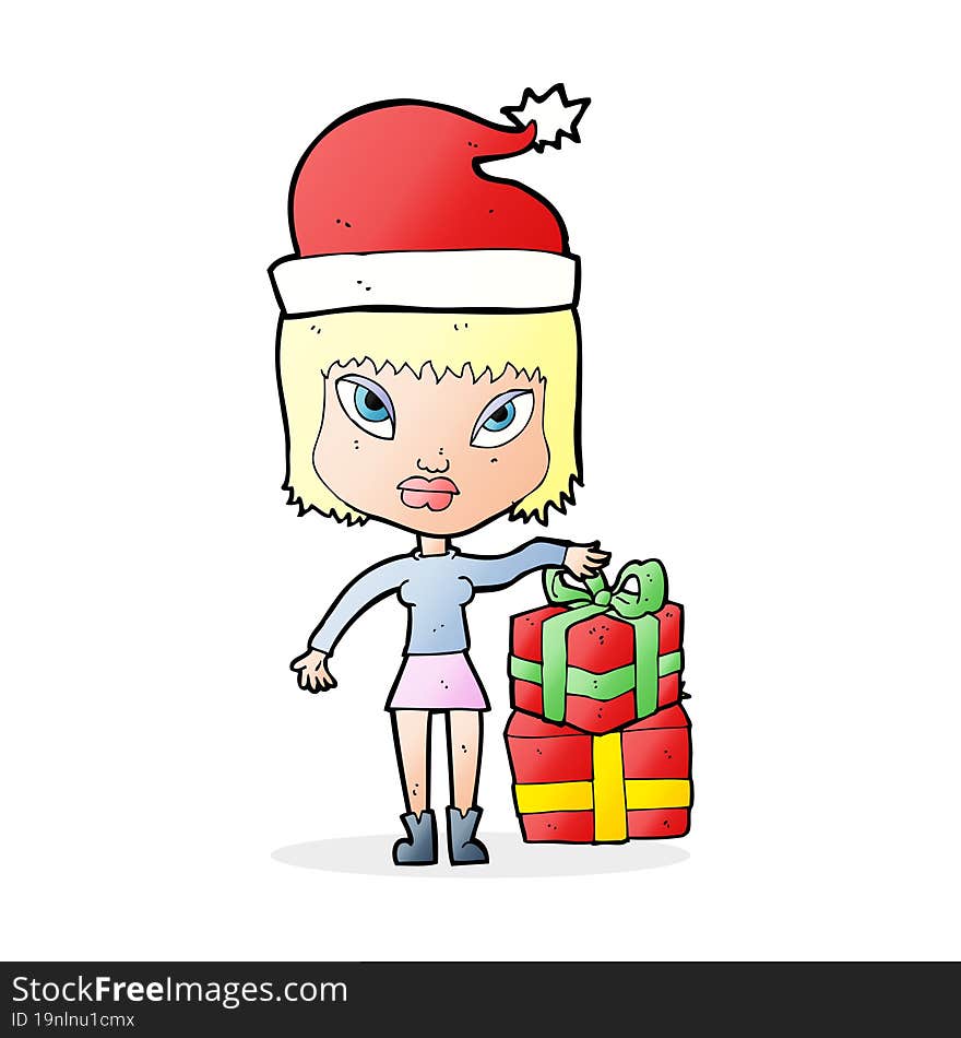 Cartoon Woman With Present