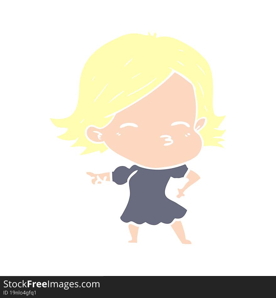 flat color style cartoon woman pointing